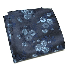 Pocket Square Navy Blue Periwinkle Blue Floral Hanky Handkerchief