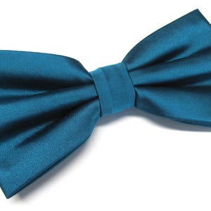 CLEARANCE SALE Mens Bowtie Peacock Teal Blue Bow Tie With Matching Pocket Square
