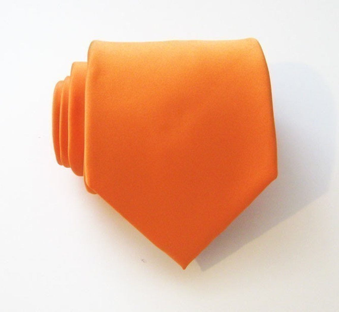 Mens Tie. Orange Tie With Matching Pocket Square Orangered Etsy