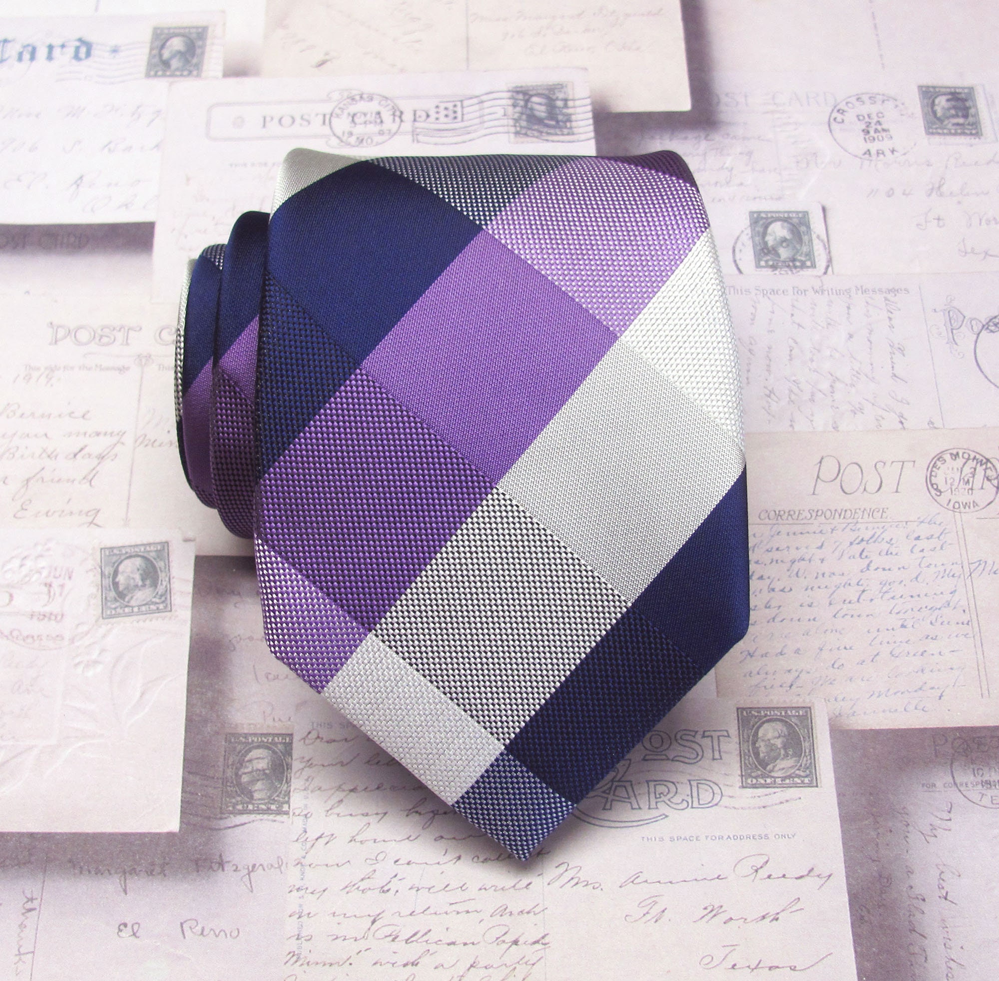 Cromoncent Set Camicia Uomo Maniche Lunghe + Cravatta E Fazzoletto Abbinati, Viola, Taglia XL