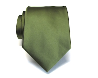 Necktie Martini Olive Drab Green Mens Tie With Matching Pocket Square Handkerchief Option