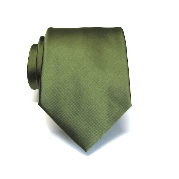 Necktie Martini Olive Drab Green Mens Tie With Matching Pocket Square Handkerchief Option