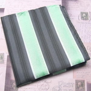 Pocket Square Gray and Mint Green Stripes Hanky Handkerchief