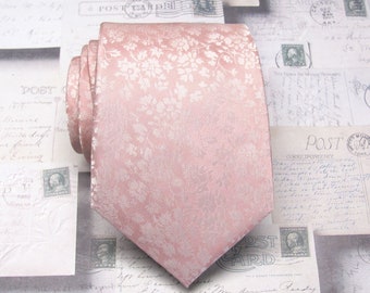 Mens Ties Dusty Rose Pink Floral Mens Silk Necktie Wedding Ties With Matching Pocket Square Option