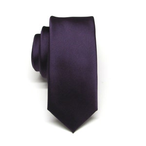 Plum Purple Mens Ties Grape Purple Skinny Necktie With Matching Pocket Square Handkerchief Option Inspired by David&#39;s Bridal&#39;s Plum