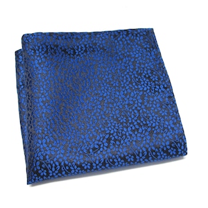 Pocket Square Royal Blue Floral Hanky Handkerchief