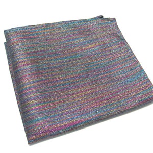 Pocket Square Lamé Rainbow Purple Teal Gold Metallic Hanky Handkerchief