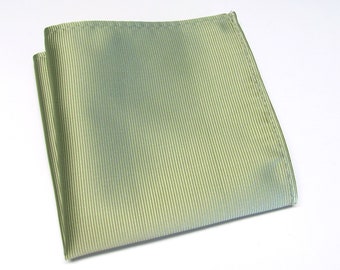 Lenço de bolso quadrado com listras verde-oliva pálida