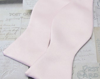 Mens Bowtie. Freestyle Pale Pink Bowties. Pastel Pink Self Tie Bow Tie