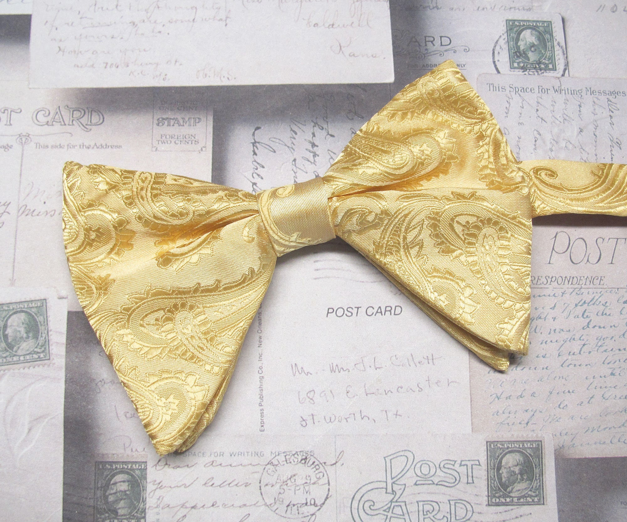 yellow clip on bow tie