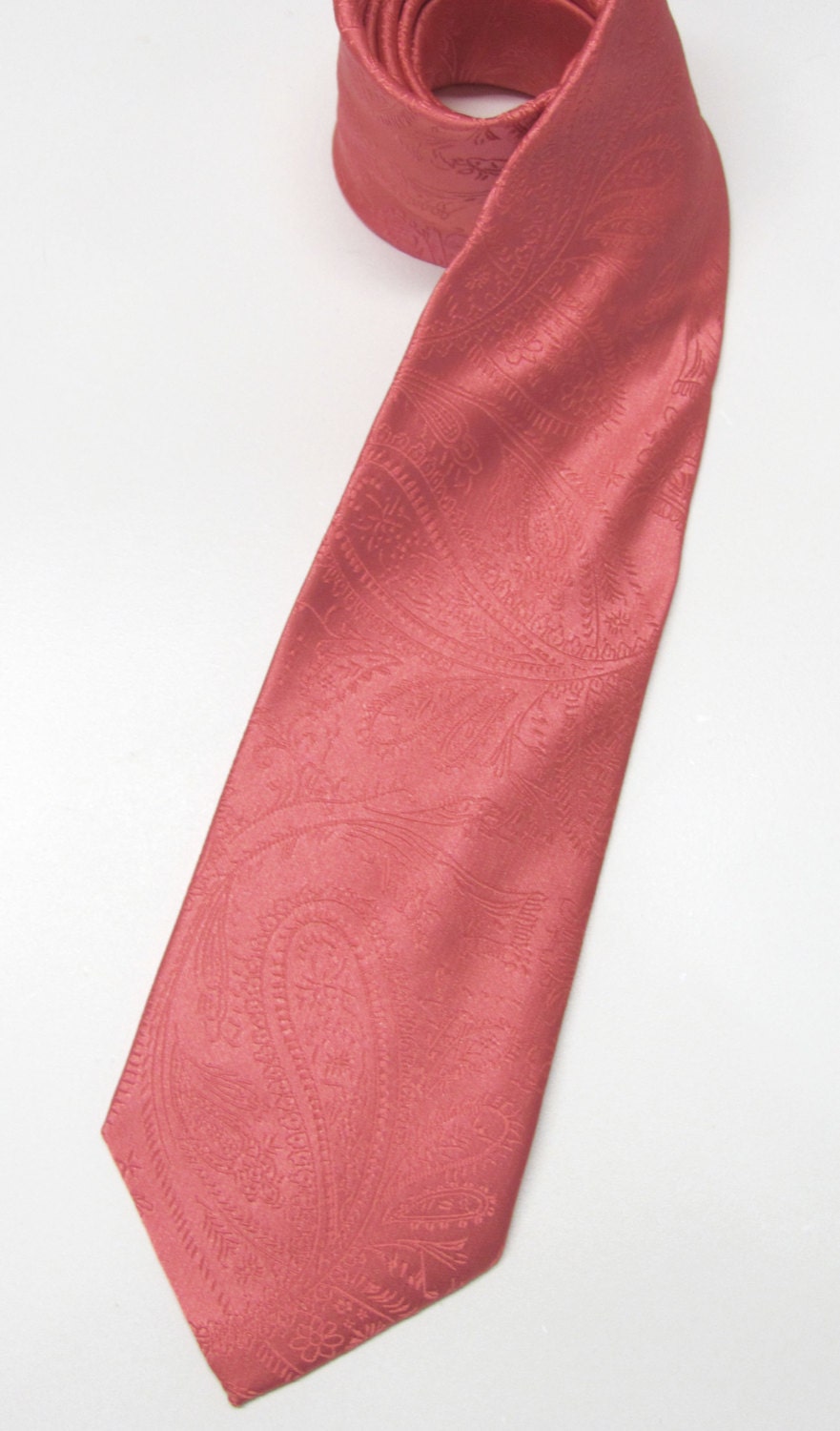 Mens Tie Coral Paisley Mens Necktie With Matching Pocket Etsy