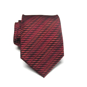 CLEARANCE SALE Mens Necktie Red Black Striped Mens Tie
