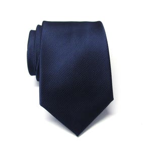 Blue Ties Navy Blue Stripes Necktie With Matching Pocket Square Option