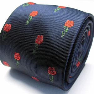Marine-Blaue Krawatte Mit Roter Rose Design Krawatte