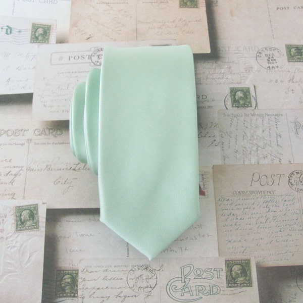 Dusty Mint Tie With Matching Pocket Square Set JCrew Inspired Dusty Shale Green Pastel Green Dusty Green Skinny Tie Handkerchief Option