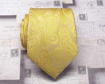 Mens Ties Necktie Gold and Yellow Paisley Mens Tie