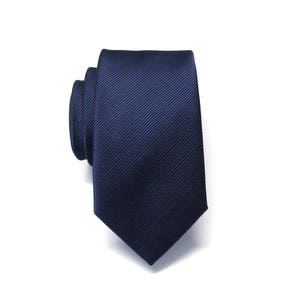 Navy Blue Mens Tie Navy Blue Stripes Skinny Necktie With Matching Pocket Squrae