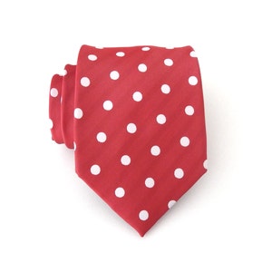 Mens Ties. Necktie Minnie Red and White Dot Mens Tie