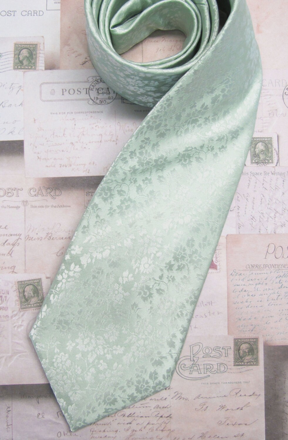 Mens Ties Dusty Mint Green Floral Mens Silk Necktie Wedding Etsy