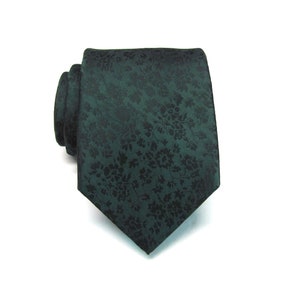 Mens Ties Dark Forest Green Black Floral Mens Silk Necktie Wedding Ties With Matching Pocket Square Option