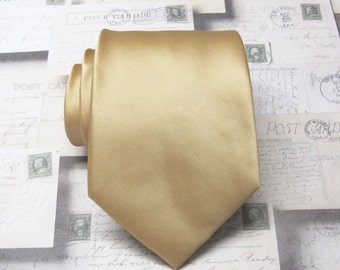 Gold Mens Tie With Matching Pocket Square Dusty Gold Mens Necktie Handkerchief Option