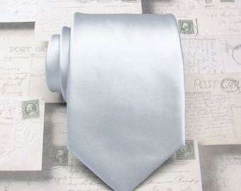 Mens Tie Silver Neckties With Matching Pocket Square Option