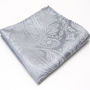 Pocket Squares Silk Silver Gray Paisley Hanky