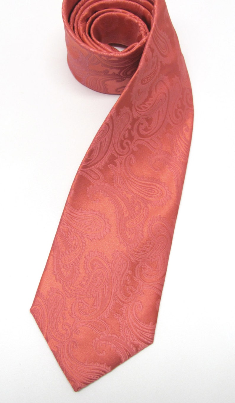 Mens Ties Coral Paisley Mens Wedding Neckties. Groomsmen Ties Etsy