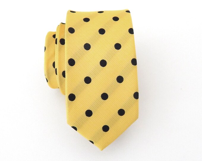 Mens Tie. Yellow and Black Dot Mens Skinny Necktie - Etsy