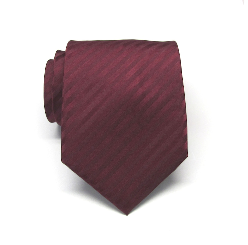 Mens Tie Burgundy Stripes Necktie With Matching Pocket Square - Etsy