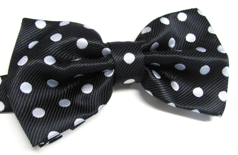 Mens Bow Tie. Black and White Polka Dot Bow Ties With Matching | Etsy
