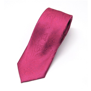 Men&#39;s Tie. Raspberry Fuchsia Paisley Mens Skinny Tie With Matching Pocket Square Option