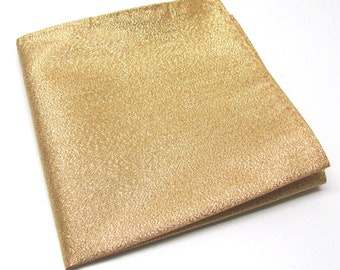 Pocket Square Lamé Gold Metallic Hanky Handkerchief