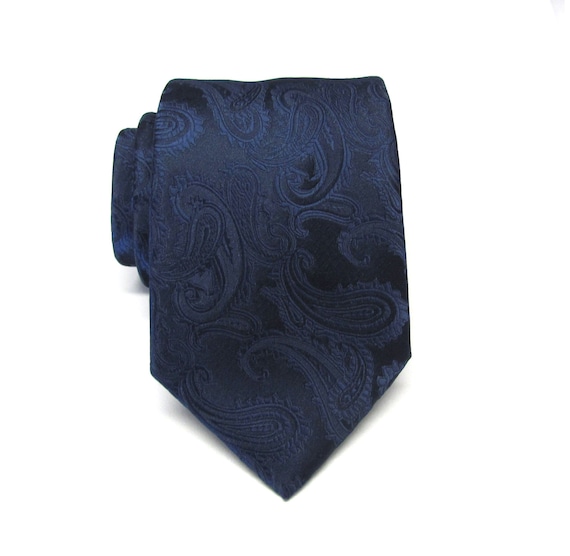 Men/'s Navy Blue Gold Paisley Silk Slim Tie and Pocket Square Set Wedding Groomsmen Gifts Floral Ties Great for Pictures