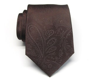 Necktie Dark Brown Paisley Mens Tie