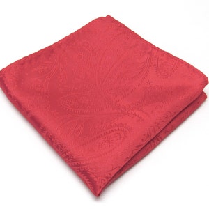 Pocket Squares Silk Red Paisley Hanky Handkerchief