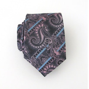 Herrenkrawatte Grau Rosa Paisley Krawatte