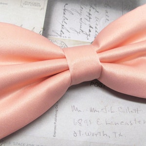 Mens Bowtie. Light Peach Bowtie With Matching Pocket Square Option