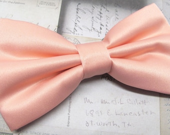 Mens Bowtie. Light Peach Bowtie With Matching Pocket Square Option