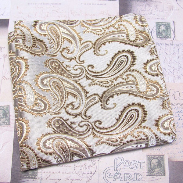 Pocket Squares Brown Taupe Paisley Hanky Handkerchief