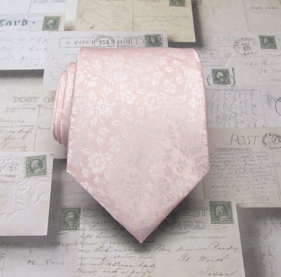 Mens Ties Pastel Pink Pale Apricot Pink Blush Floral Mens Silk - Etsy