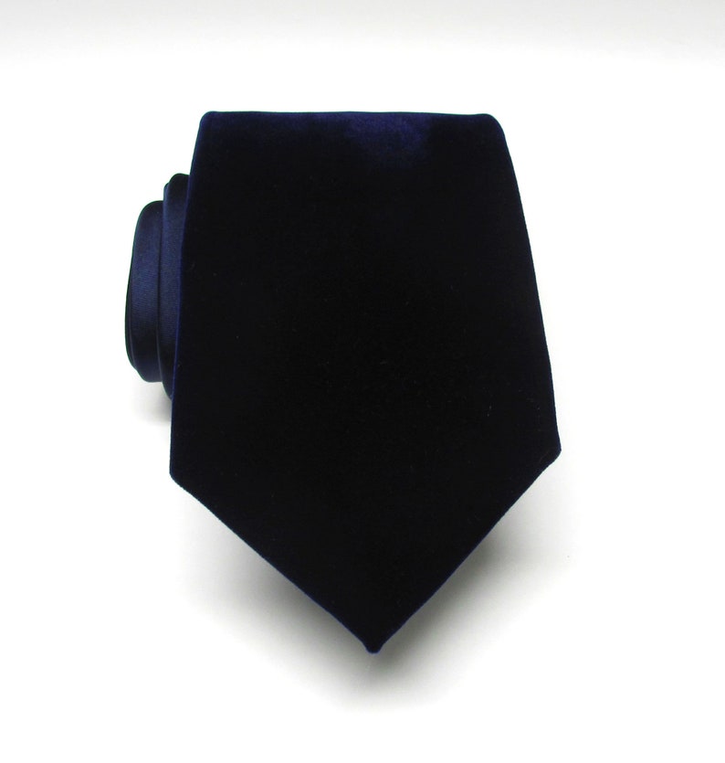 Velvet Mens Ties Navy Blue Velvet Wedding Necktie With Matching Pocket Square Option