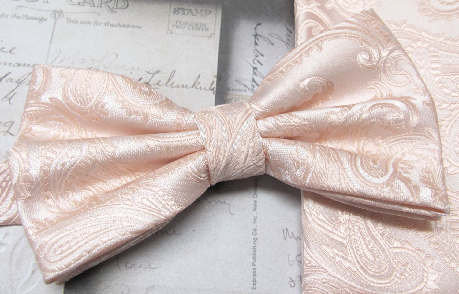 Apricot Solid Satin Bowtie