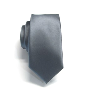 Slate Gray Mens Skinny Mens Tie Neckties With Matching Pocket Square Handkerchief Option