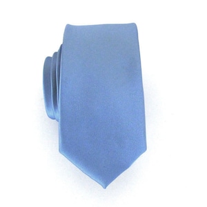 Mens Necktie Periwinkle Blue Skinny Silk Tie With Matching Pocket Square Handkerchief Option
