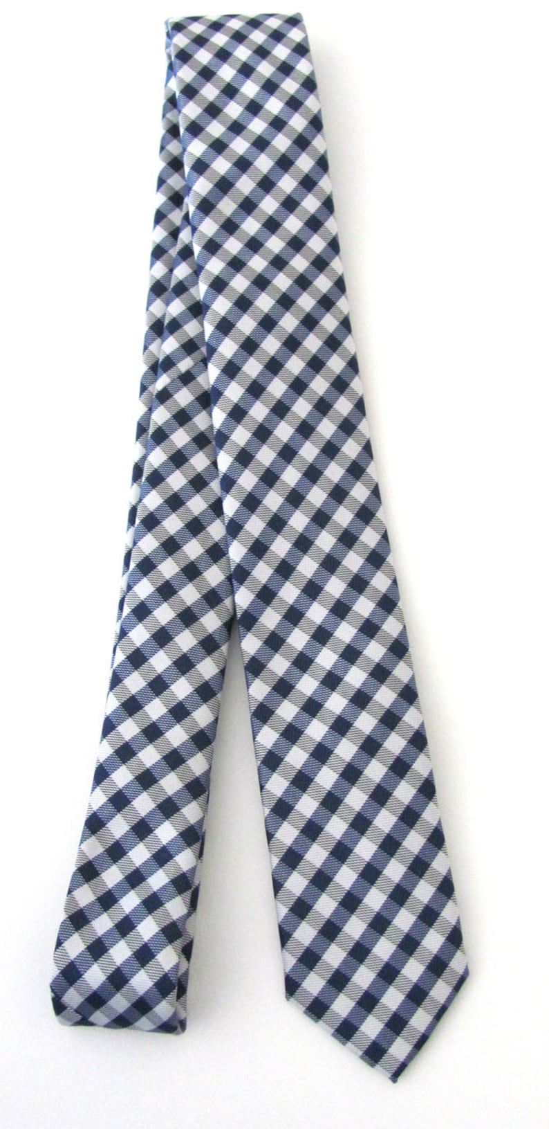 Necktie Blue and White Checkers Skinny Mens Tie | Etsy