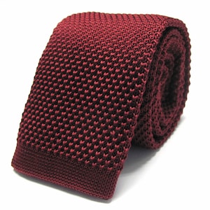 Strick Krawatte Dunkelrote Burgund Seide Gestrickte Herren Krawatte