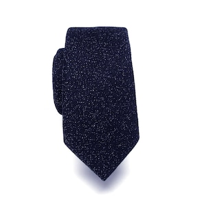 Mens Ties. Glitter Necktie Metallic Bling Navy Blue Lamé Narrow Tie with Matching Pocket Square Option