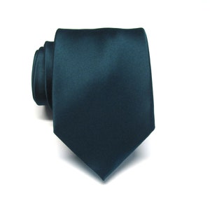 Necktie for Men Dark Teal Silk Tie With Matching Pocket Square Handkerchief Option
