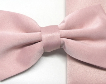 Mens Bow Tie. Dusty Pink Bowtie.  Wedding Bow Ties With Matching Pocket Square Option